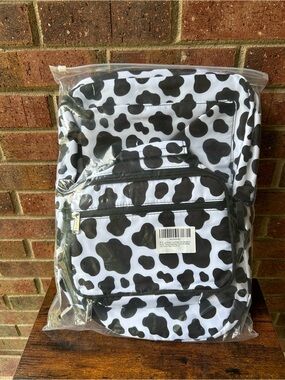 Kids Cow Print Black & White Backpack - Pocketed School Bag